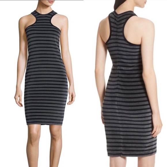 T Alexander Wang Striped Velour Racerback Dress M - Picture 1 of 7